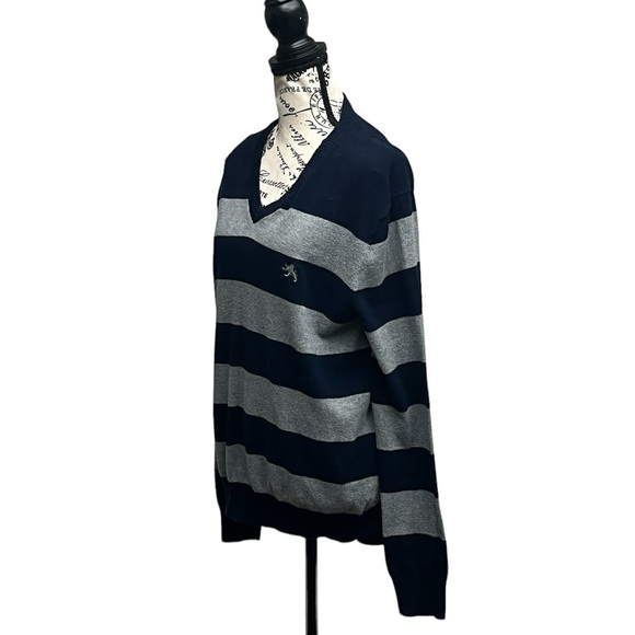 Express Mens Sweater Size M VTG Y2K V-Neck Rugby Embroidered Knit Pull Over - Picture 2 of 10